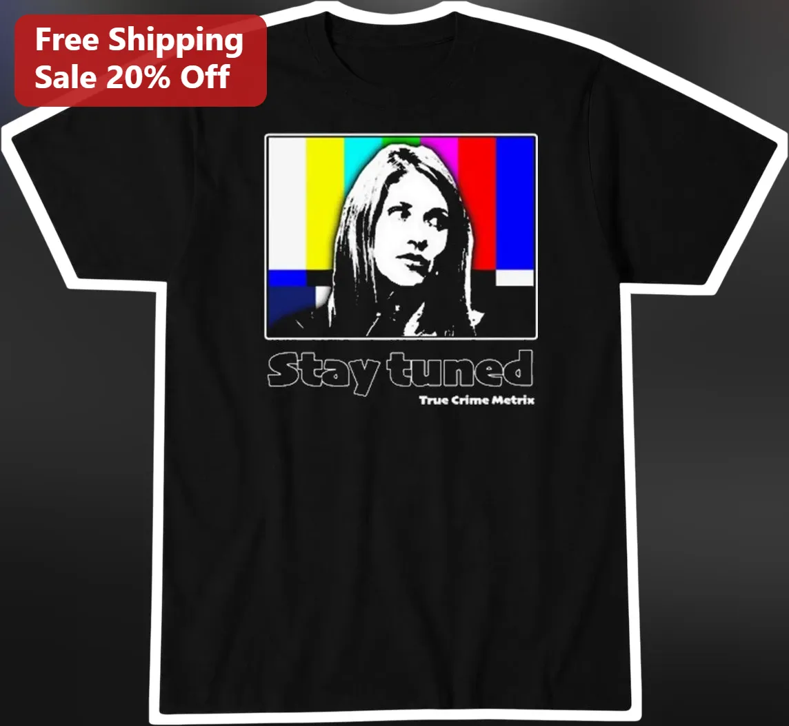 Stay Tuned True Crime Metrix Graphic Tee Retro TV Static Aesthetic Shirt for Women