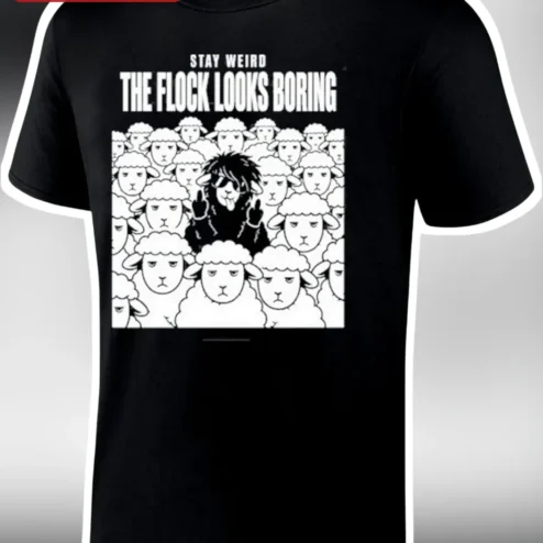 Stay Weird The Flock Looks Boring Punk Sheep Graphic Tee