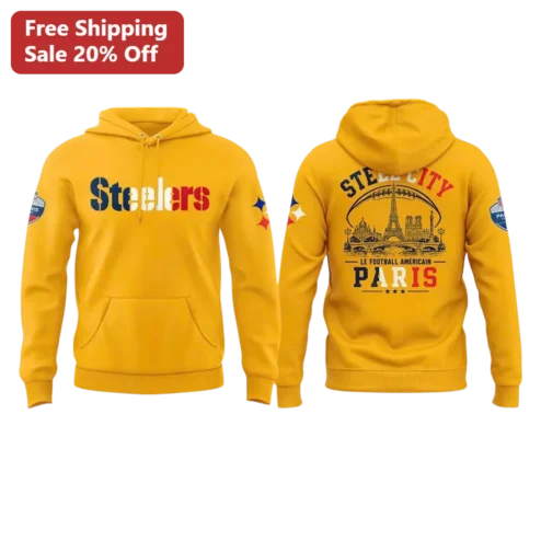 Steelers Paris Hoodie Steeltown Paris NFL Game Fan Apparel Vintage Travel Sweatshirt