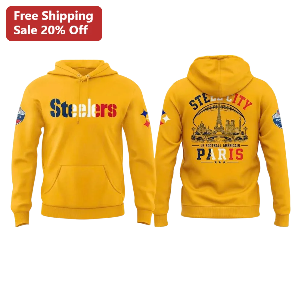 Steelers Paris Hoodie Steeltown Paris NFL Game Fan Apparel Vintage Travel Sweatshirt