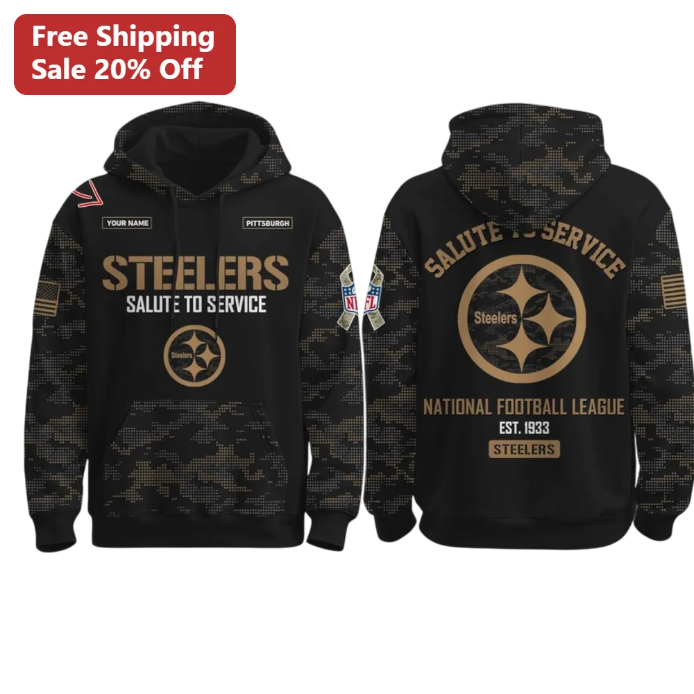 Steelers Salute to Service Hoodie NFL Military Appreciation Camo Pullover for Veterans Fans
