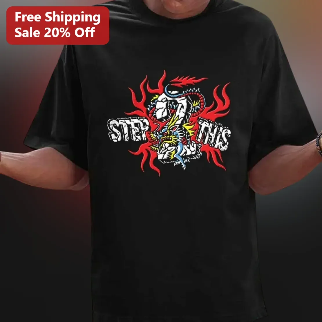Step On This Graphic Tee Men Biker Snake Fist Tattoo Style Apparel