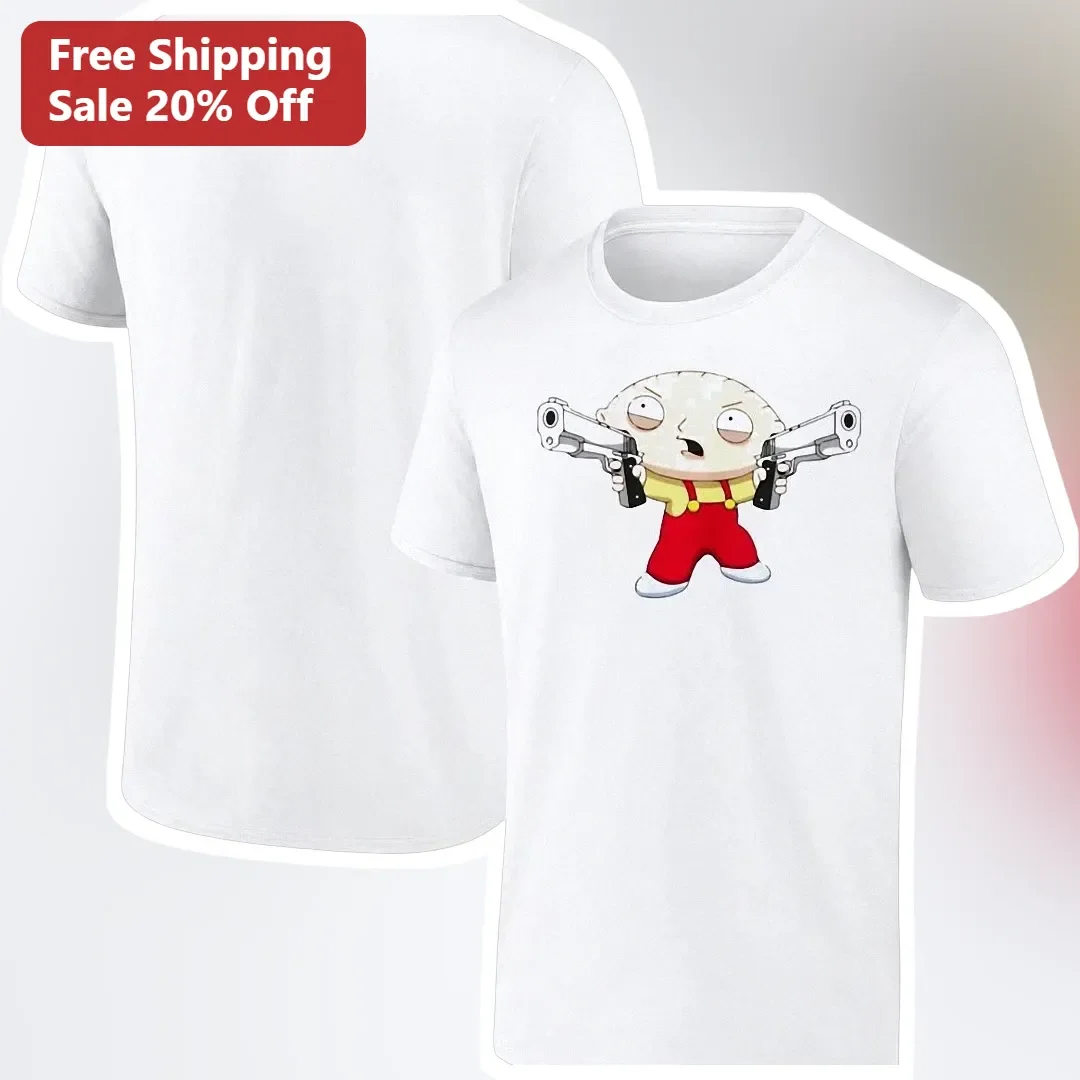 Stewie Griffin Dual Wielding Guns Graphic Tee Family Guy Shirt Gift