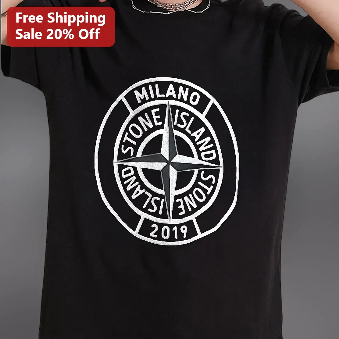 Stone Island Milano 2019 Compass Logo Graphic Tee Streetwear