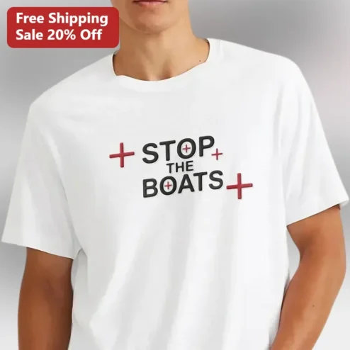 Stop The Boats Tee Political Protest Shirt For Men Unisex Conservative Graphic T-Shirt