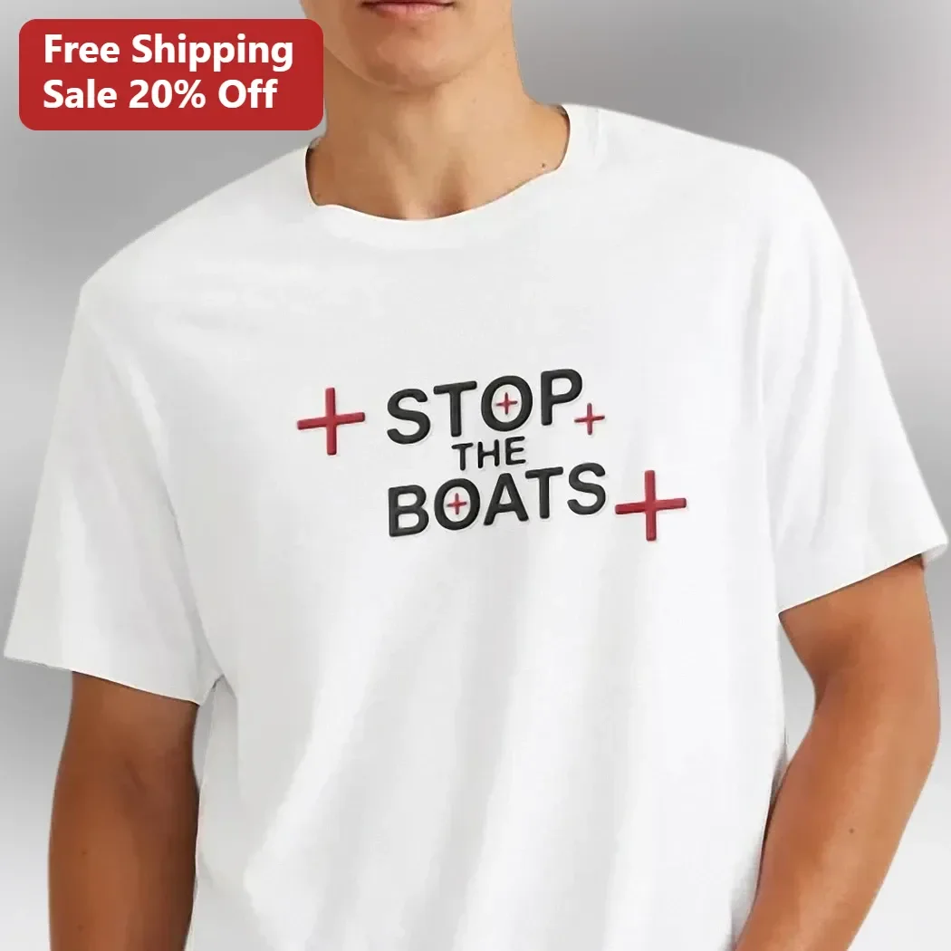 Stop The Boats Tee Political Protest Shirt For Men Unisex Conservative Graphic T-Shirt