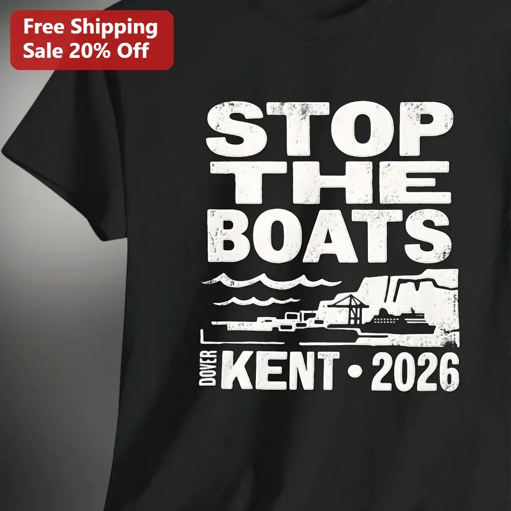 Stop The Boats UK Political Graphic Tee Black Cotton T-Shirt