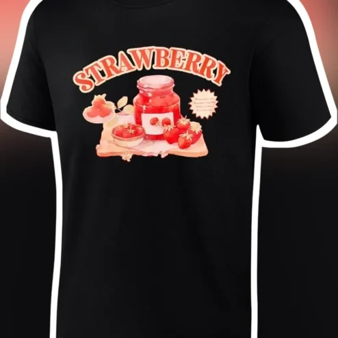 Strawberry Vintage Jam Jar Graphic Tee Cottagecore Fruit Lover Shirt