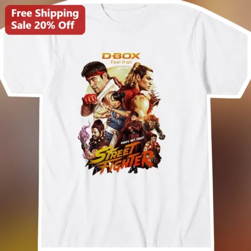 Street Fighter Ready Set Fight Graphic Tee Movie Cast Ryu Ken Chun-Li