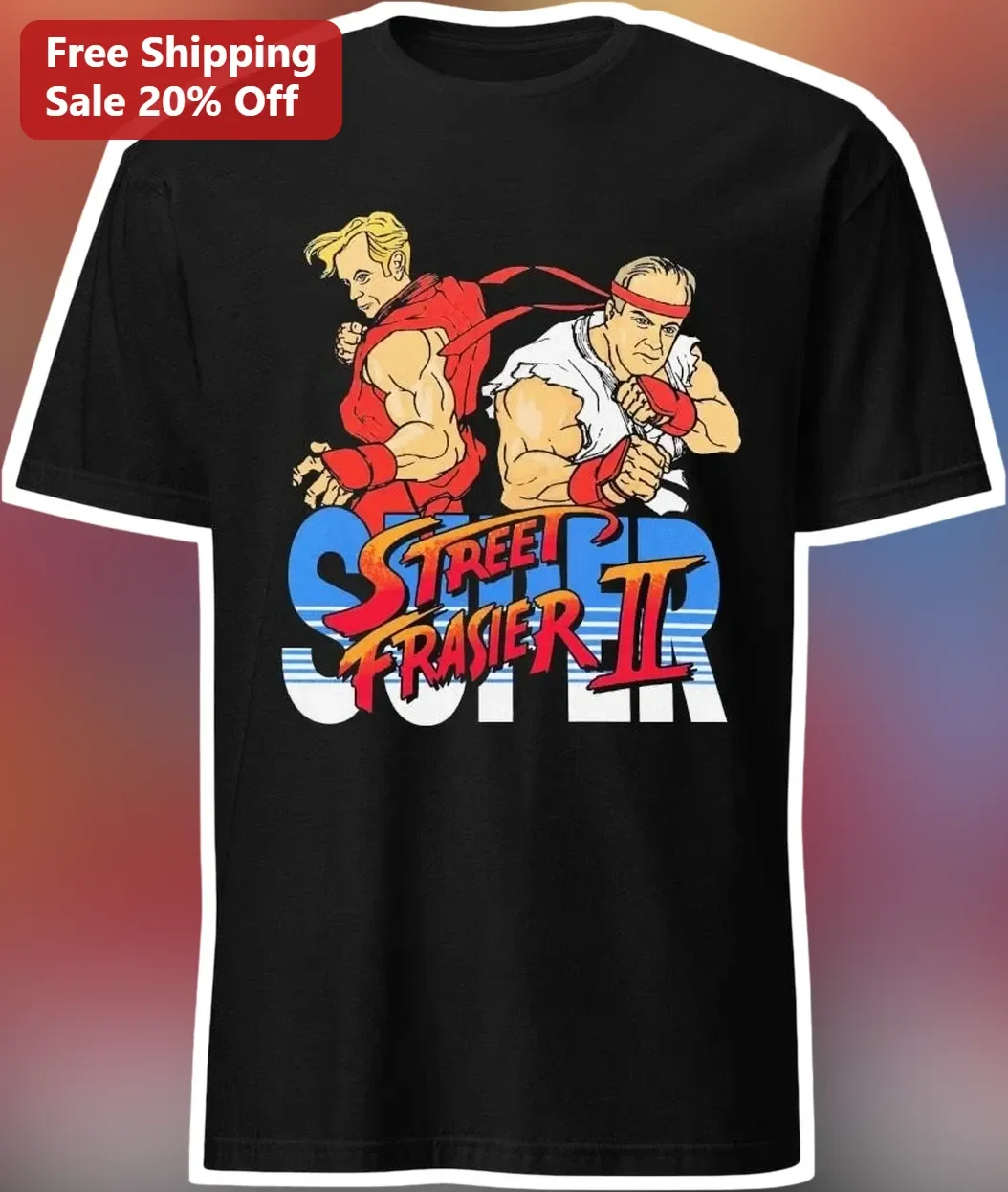 Street Frasier II Tee Retro Arcade Mashup Graphic T-Shirt for Fans