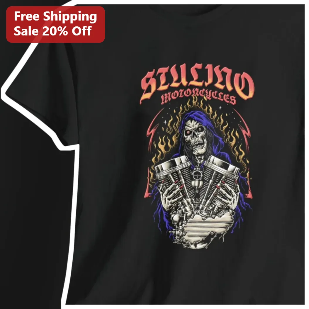 Studio Motorcycles Tee Grim Reaper V-Twin Engine Graphic Shirt for Bikers