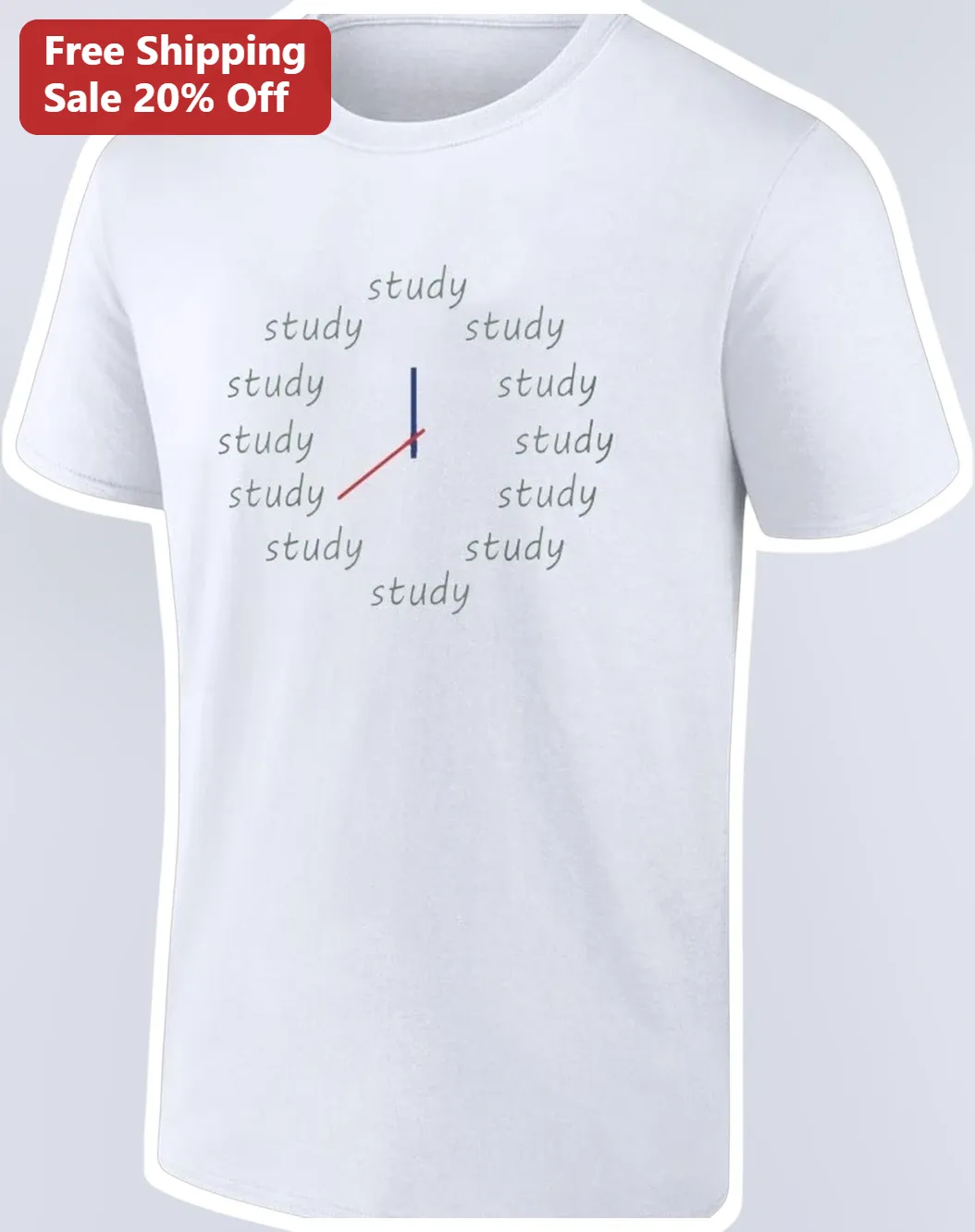 Study Tee Clock Design Student Gift Back to School Academic Humor Graphic Tee