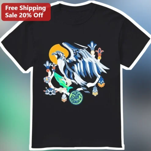 Stylized Eagle Sun Fish Graphic Tee Neo-Traditional Mola Mola Ocean Art Shirt