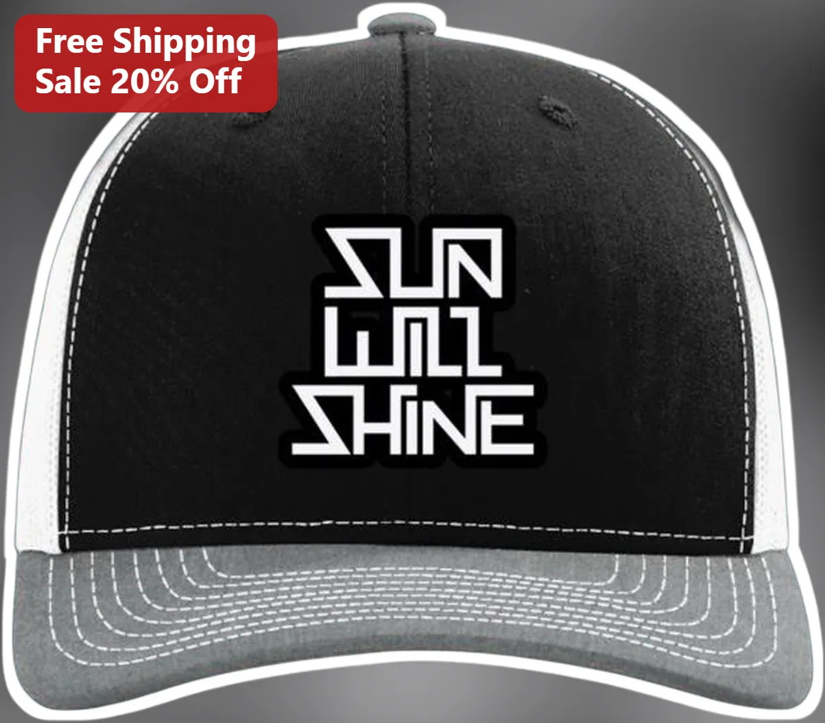 SUN WILL SHINE Cap Retro Typography Trucker Hat Summer Beach Festival Accessory