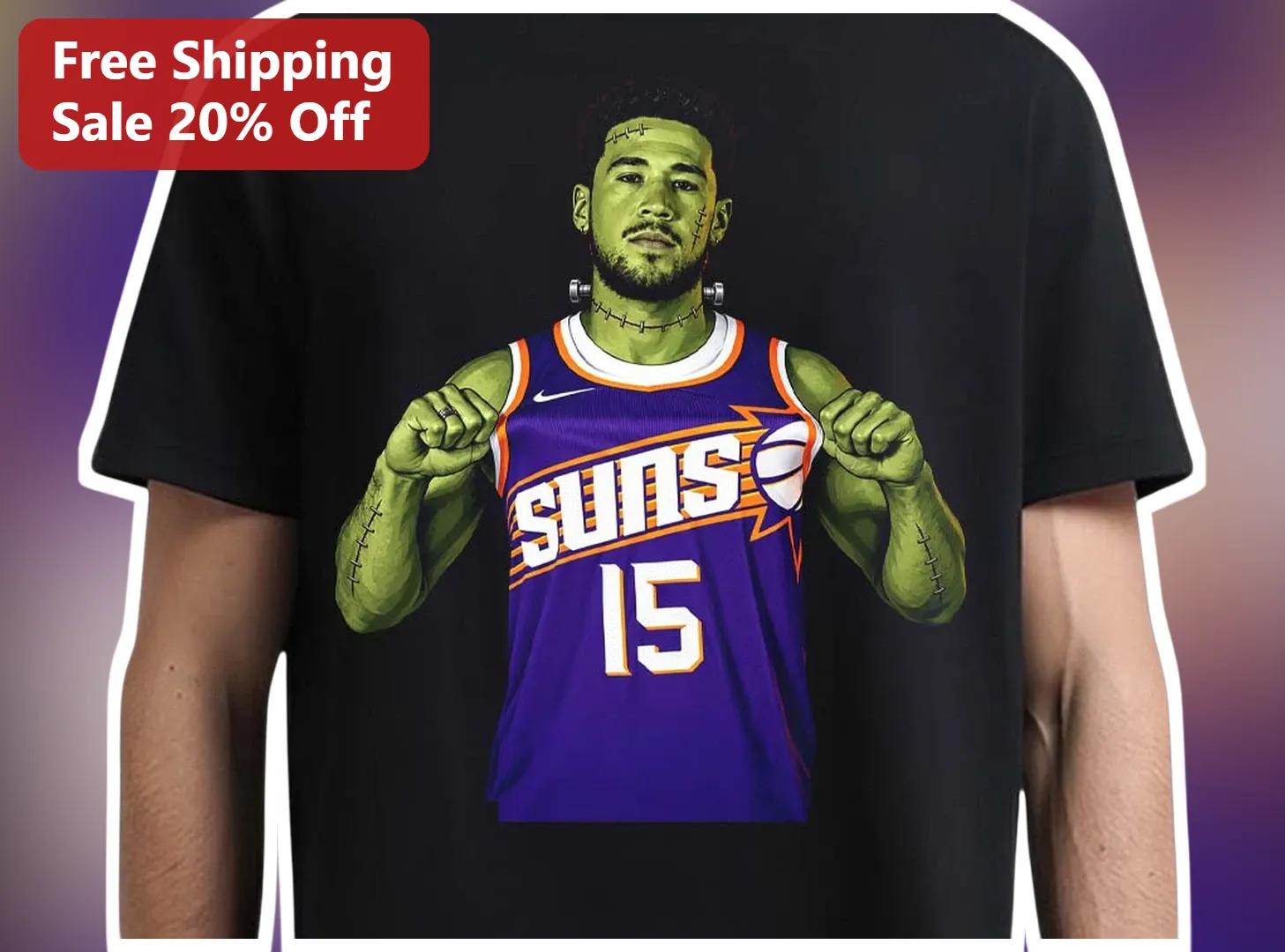 SUNS 15 Devin Booker Frankenstein Phoenix Suns Halloween Graphic Tee