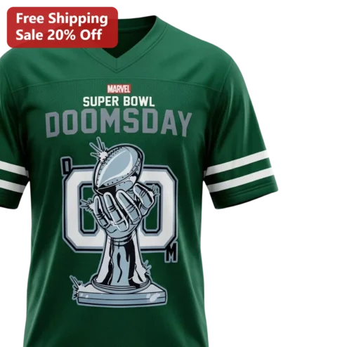 Super Bowl Doomsday Tee Marvel Avengers Fan Graphic Shirt Green Jersey Style