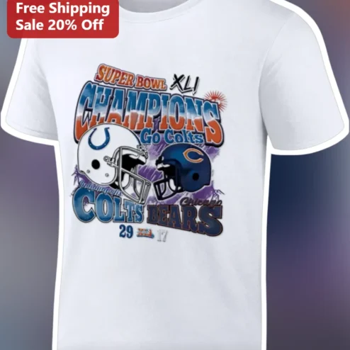 Super Bowl XLI Champions Go Colts Tee Vintage Indianapolis Football Shirt