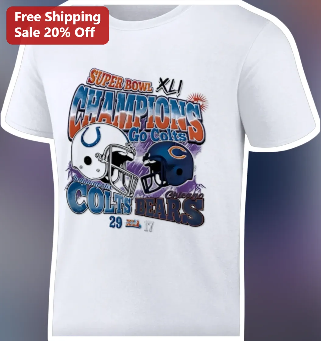 Super Bowl XLI Champions Go Colts Tee Vintage Indianapolis Football Shirt