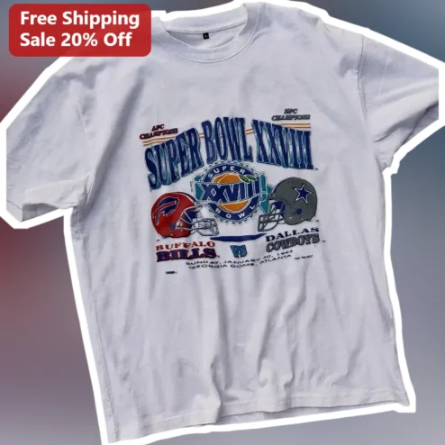 Super Bowl XXVIII Dallas Cowboys vs Buffalo Bills Vintage Graphic Tee