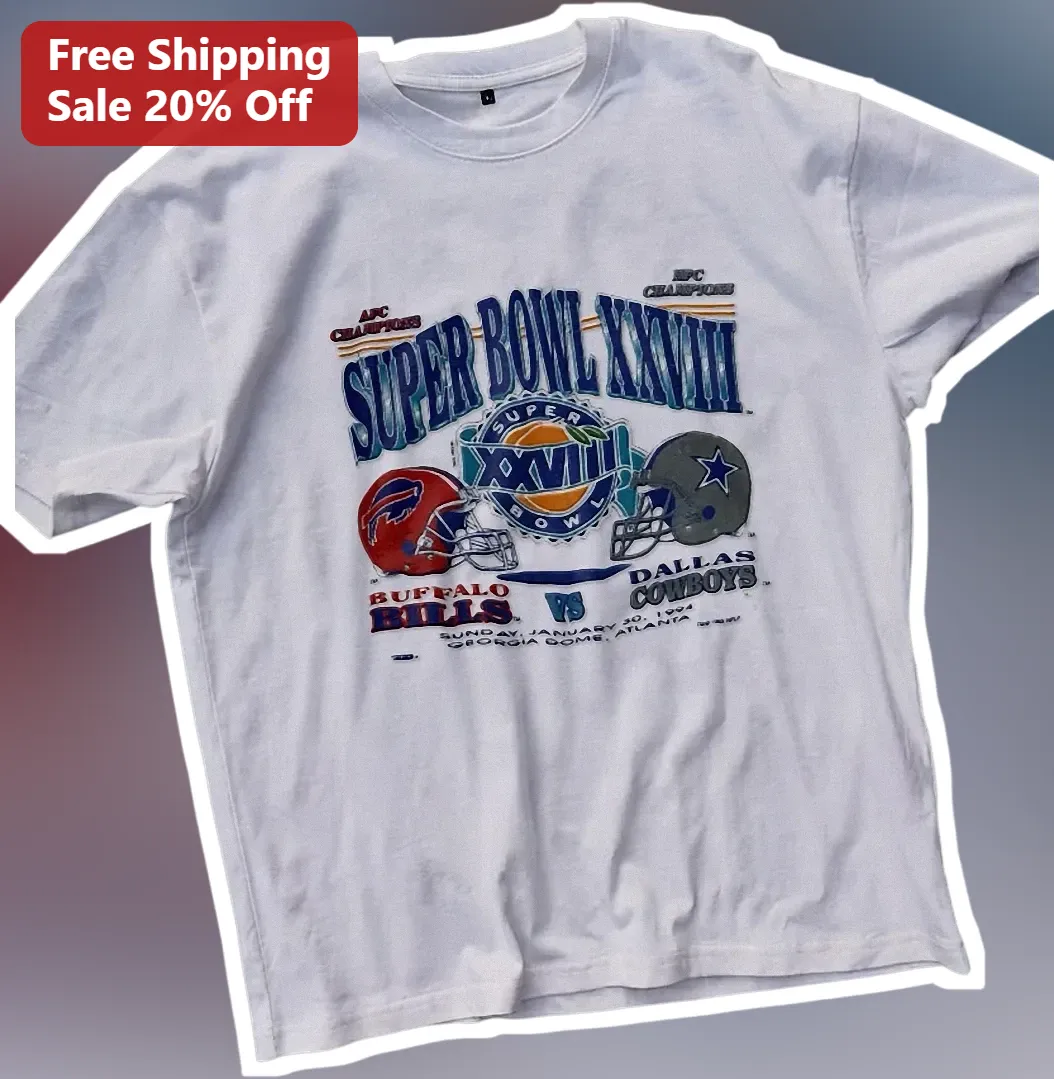 Super Bowl XXVIII Dallas Cowboys vs Buffalo Bills Vintage Graphic Tee
