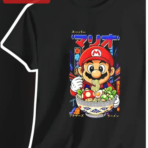 Super Mario Brothers Ramen Graphic Tee Nintendo Fan Gift Shirt