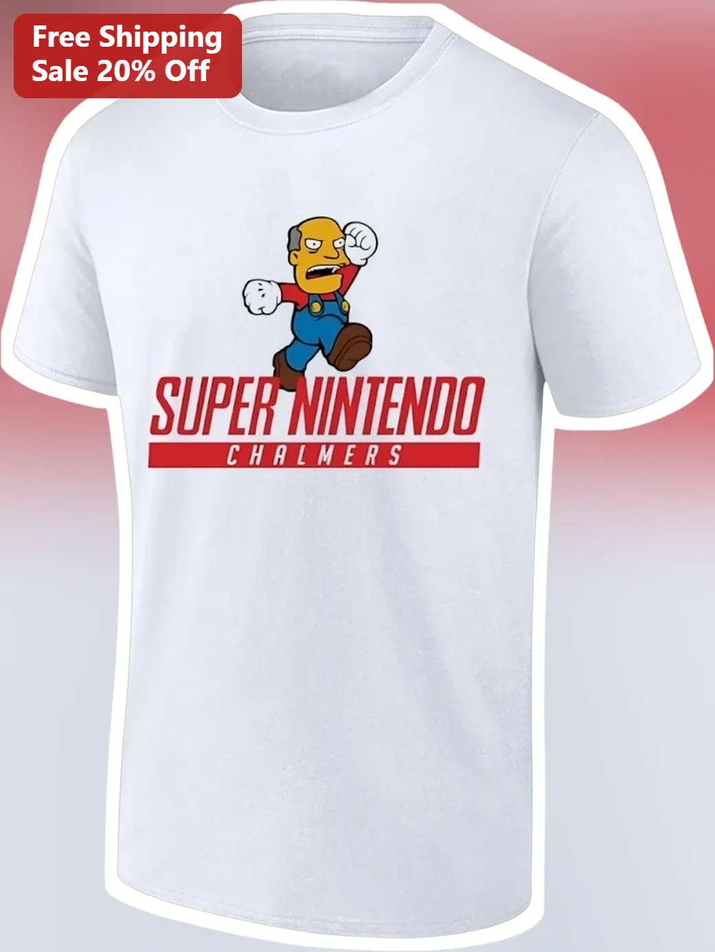 Super Nintendo Chalmers Grandpa Simpson Graphic Tee Retro Gaming Mashup Shirt for Men
