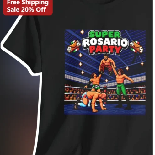 Super Rosario Party Tee Eddie Rosario Retro Pixel Art Wrestling Shirt