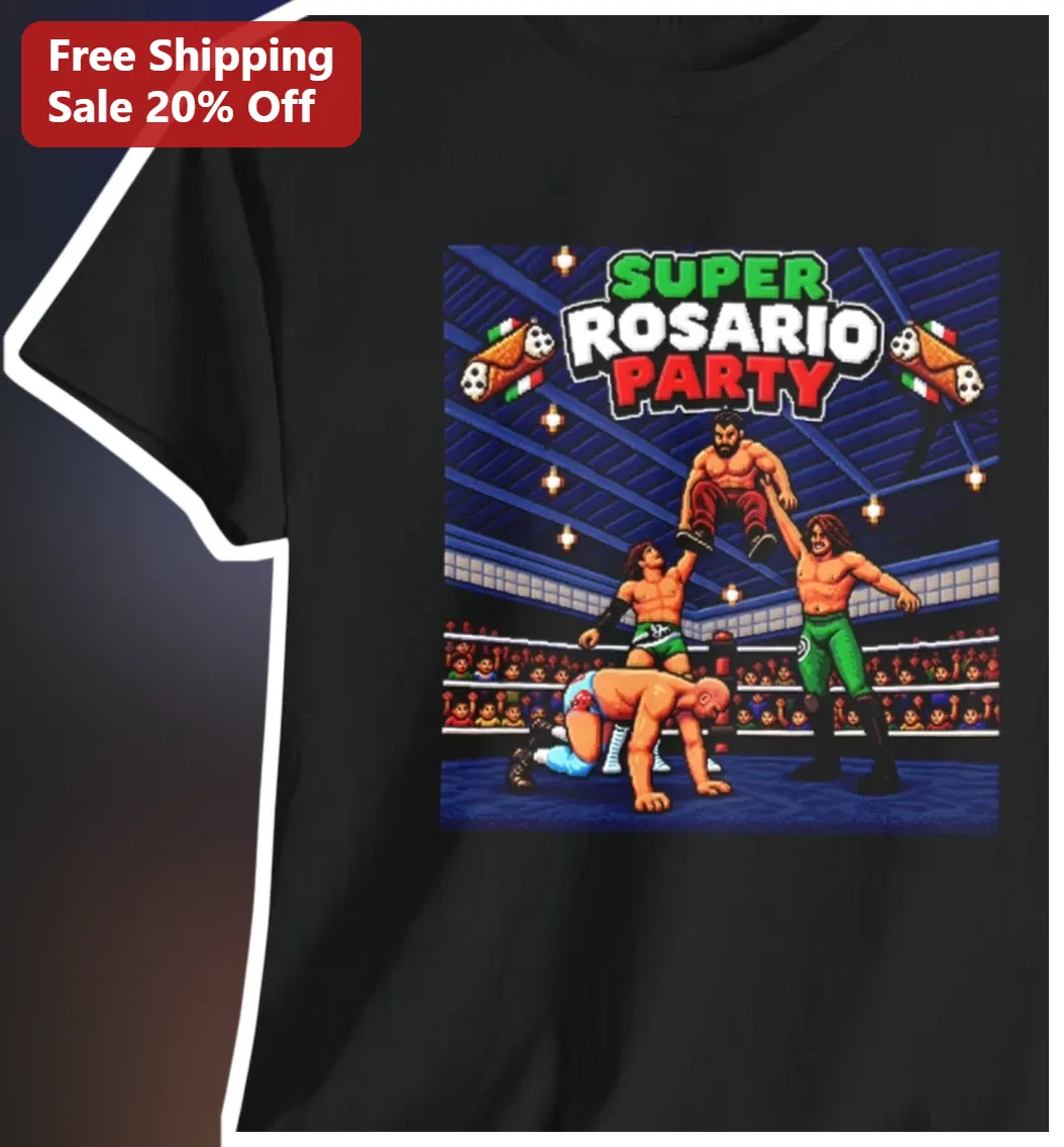Super Rosario Party Tee Eddie Rosario Retro Pixel Art Wrestling Shirt