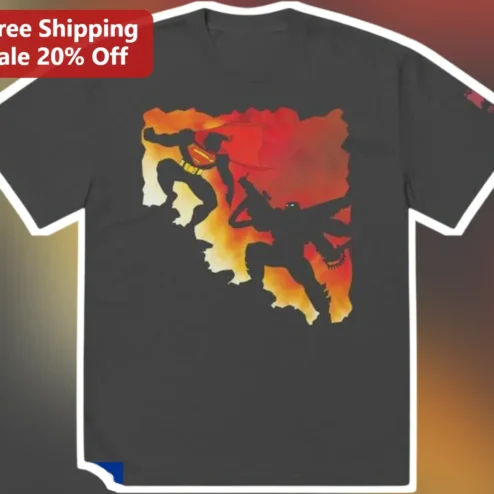 Superman Batman Tee Vintage DC Comics Graphic Shirt Dark Knight Man of Steel Battle Design