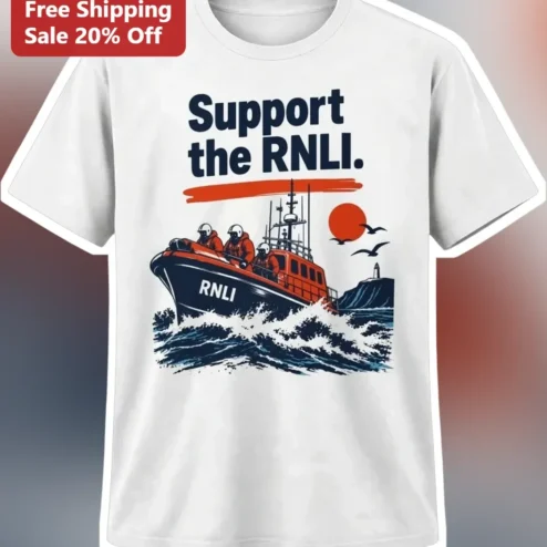 Support the RNLI Tee Vintage Maritime Lifeboat Crew Graphic Shirt for Charity Supporters
