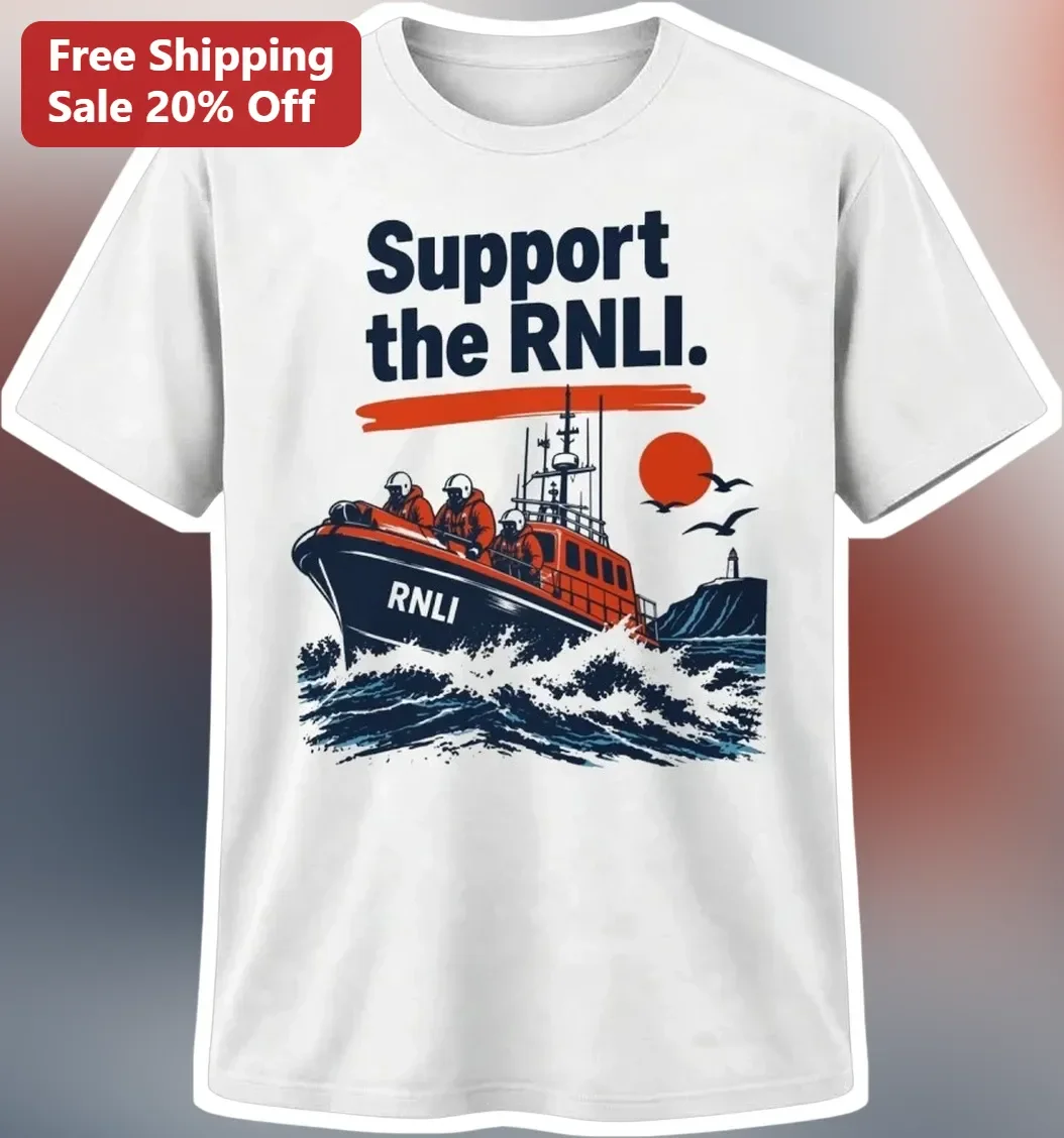 Support the RNLI Tee Vintage Maritime Lifeboat Crew Graphic Shirt for Charity Supporters