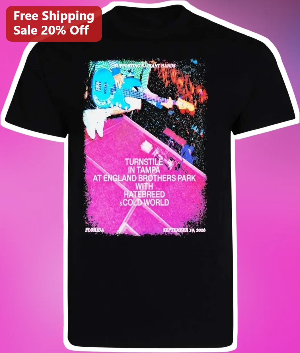 Supporting Radiant Hands Turnstile Tampa Concert Tee Hatebreed Cold World England Brothers Park Graphic Shirt