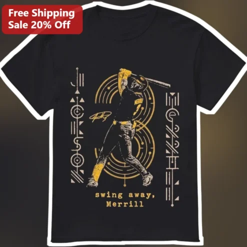 Swing Away, Merrill Tee Retro Baseball Player Graphic Shirt for Men Women
