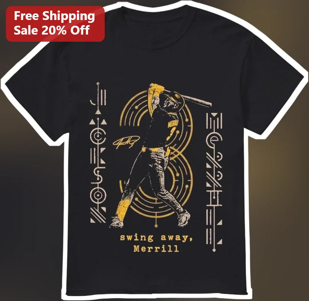 Swing Away, Merrill Tee Retro Baseball Player Graphic Shirt for Men Women