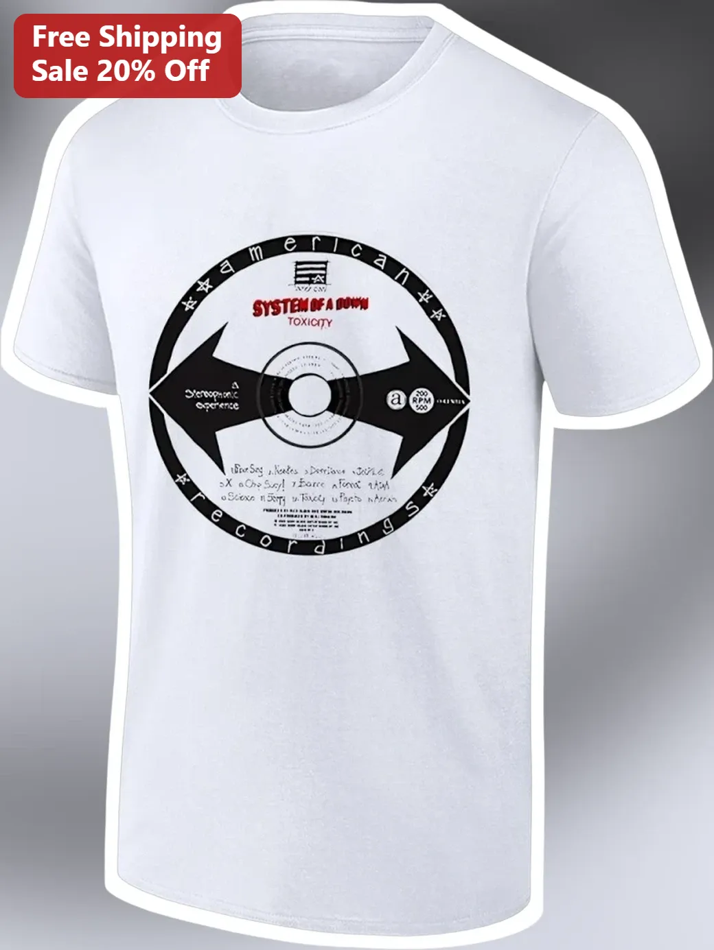 System of a Down Toxicity Album Tracklist Vinyl Graphic Tee