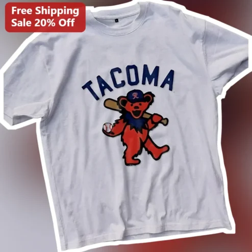 Tacoma Vintage Baseball Bear Mascot Graphic Tee Retro Collegiate Style Shirt