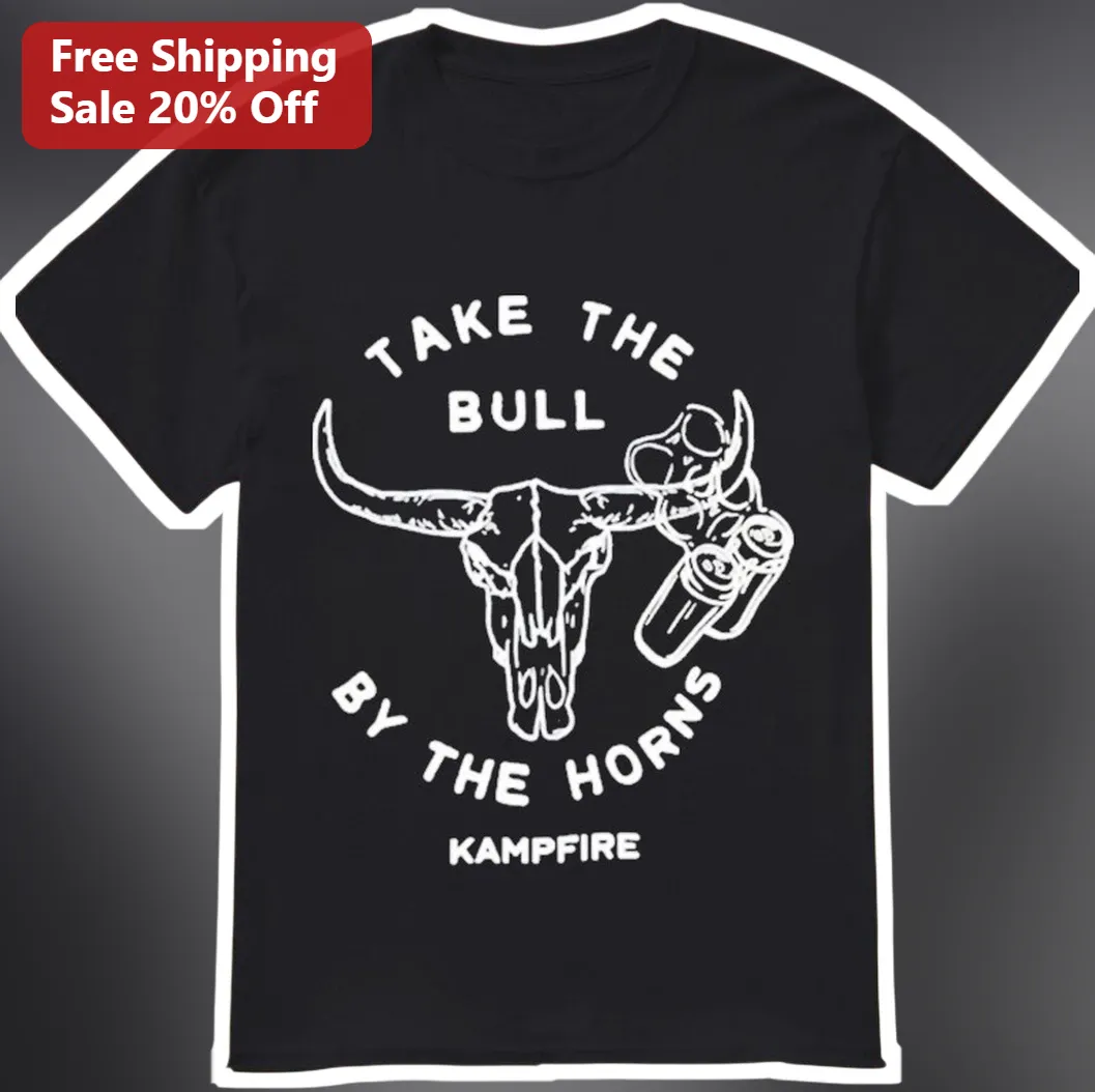 Take The Bull By The Horns Graphic Tee Motivational Western Bull Skull Shirt For Men Women