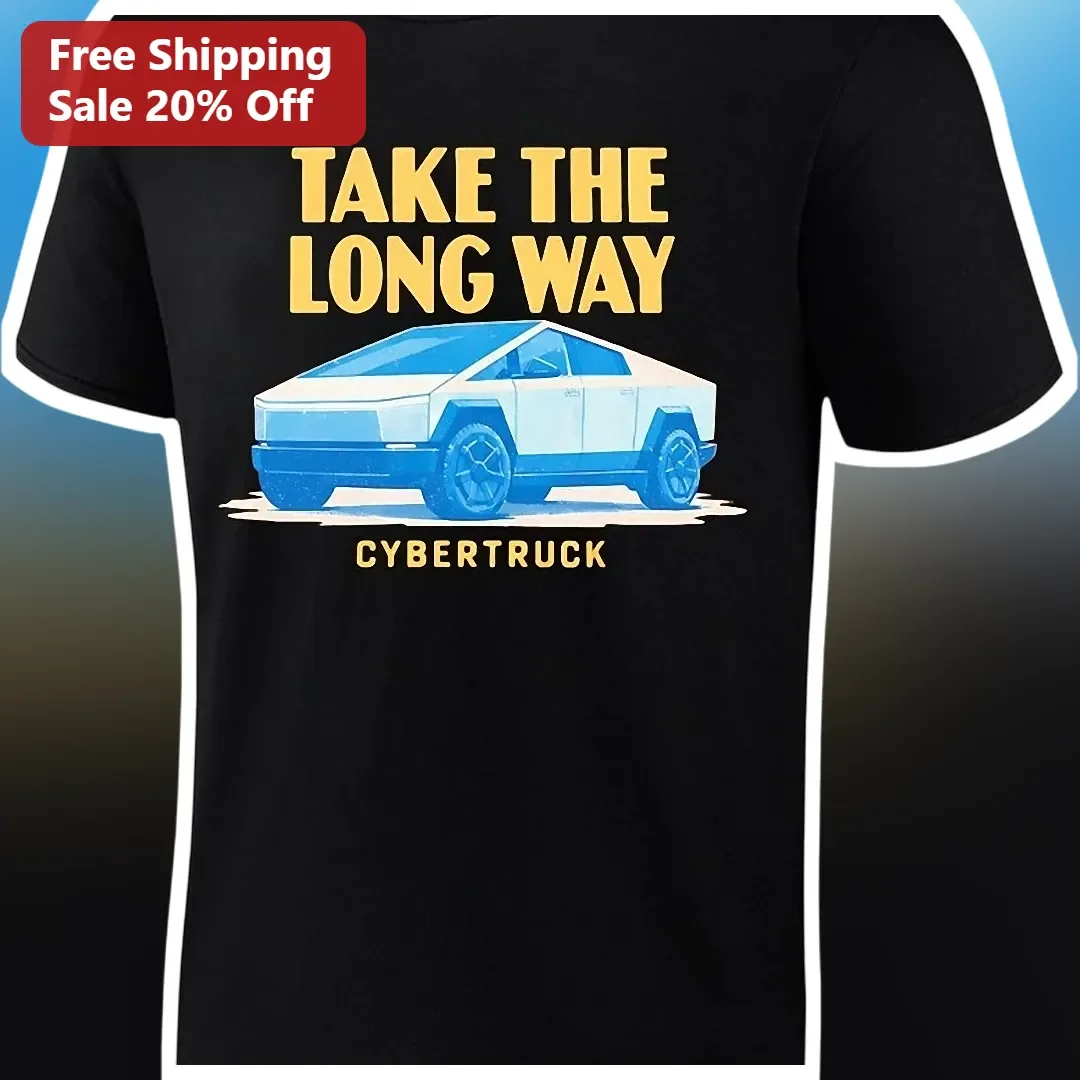 Take The Long Way Cybertruck Graphic Tee For Tesla Owners