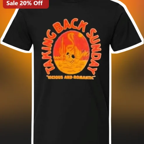 Taking Back Sunday Vicious and Romantic Flaming Skull Graphic Tee