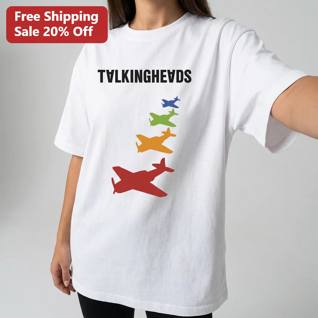 Talking Heads Colorful Airplanes Band Graphic Tee Vintage Style New Wave Music Fan T-Shirt