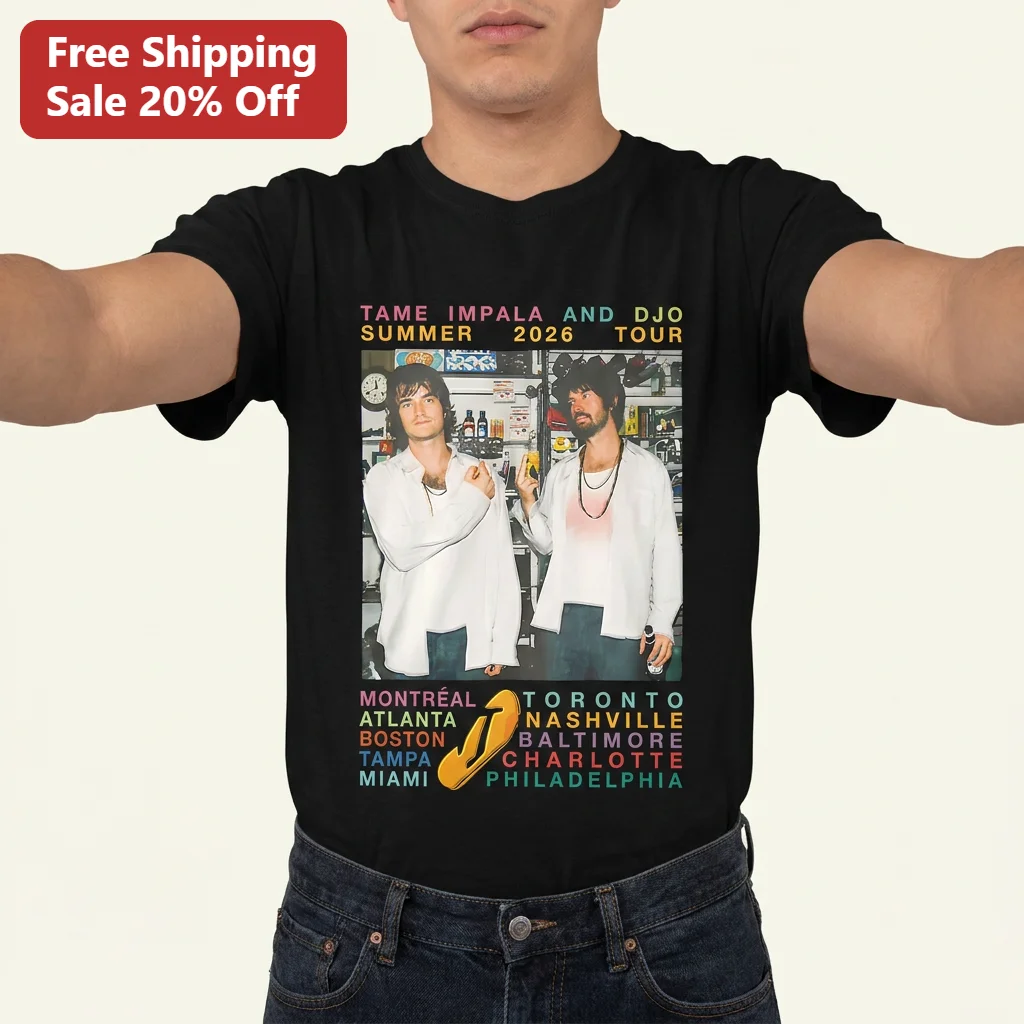 Tame Impala and Djo Summer 2026 Tour Tee, Retro Concert Dates Merch Bootleg Band Shirt