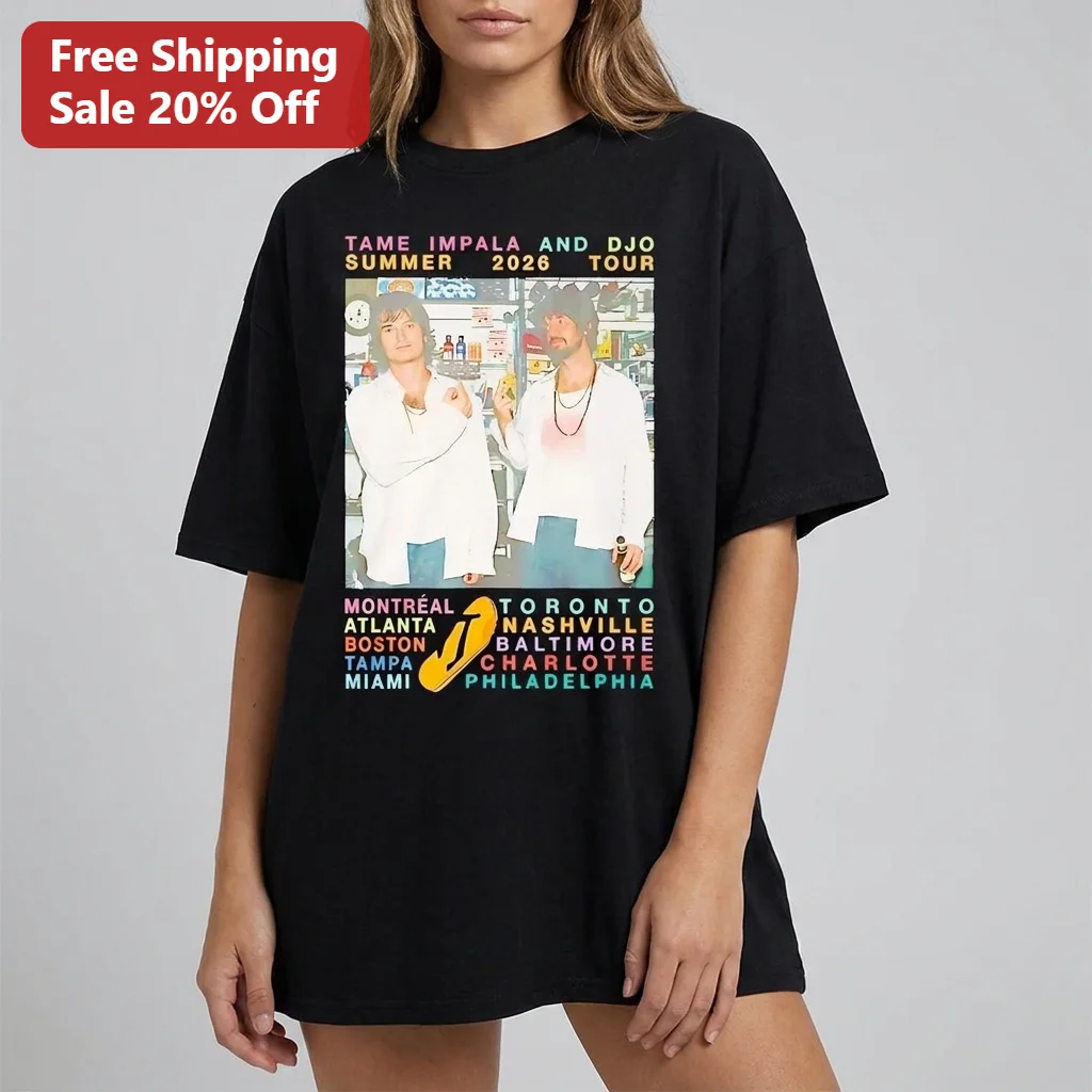Tame Impala and Djo Summer 2026 Tour Tee, Retro Concert Dates Merch Shirt for Fans