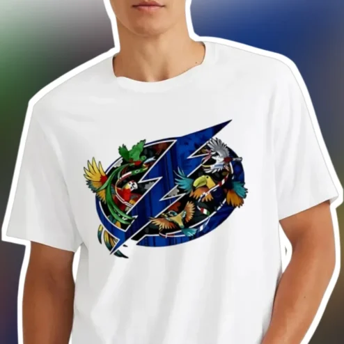 Tampa Bay Lightning Tropical Birds Logo Tee NHL Hockey Fan Gift