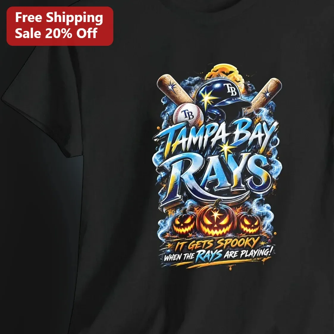 Tampa Bay Rays It Gets Spooky When The Rays Are Playing Halloween Graphic Tee