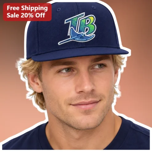 Tampa Bay Rays Logo Cap Navy Blue Embroidered TB Baseball Hat Fan Gear