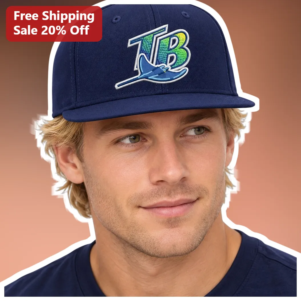 Tampa Bay Rays Logo Cap Navy Blue Embroidered TB Baseball Hat Fan Gear