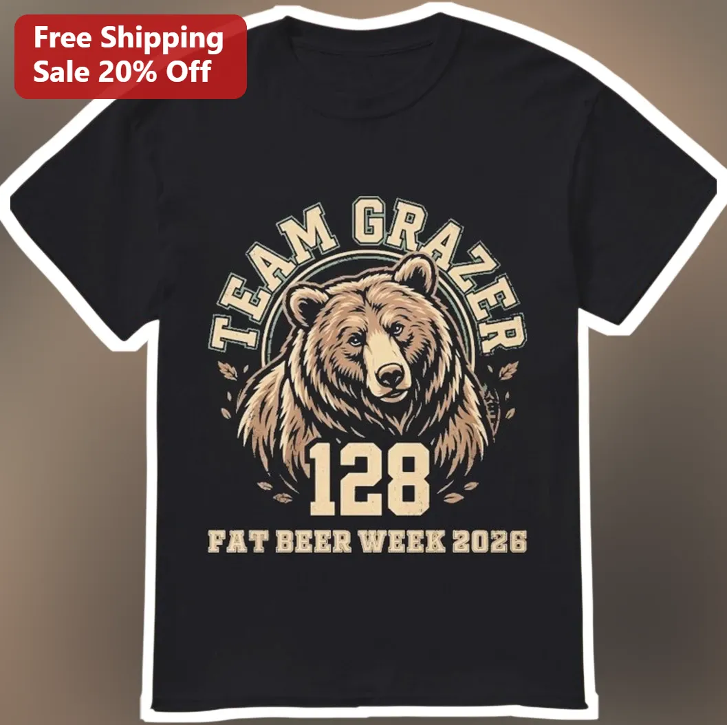Team Grazer Fat Beer Week 2026 Vintage Grizzly Bear Graphic Tee
