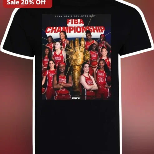 Team USA 5th Straight FIBA World Cup Tee Women's Basketball Championship Shirt