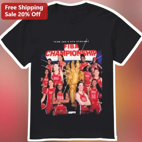 Team USA FIBA Championship Tee Women's Basketball 9th Straight Title Graphic Shirt