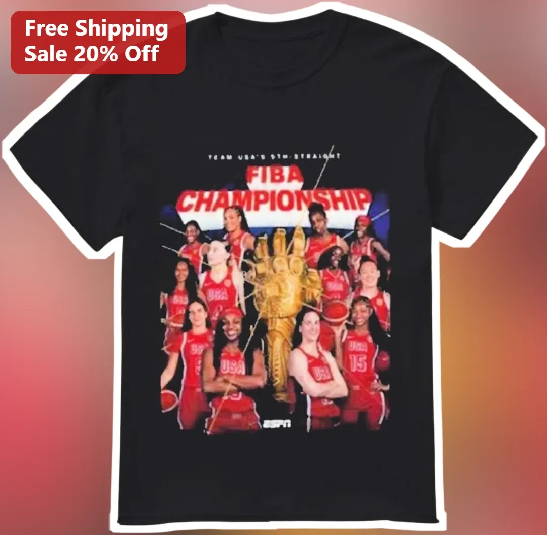 Team USA FIBA Championship Tee Women's Basketball 9th Straight Title Graphic Shirt